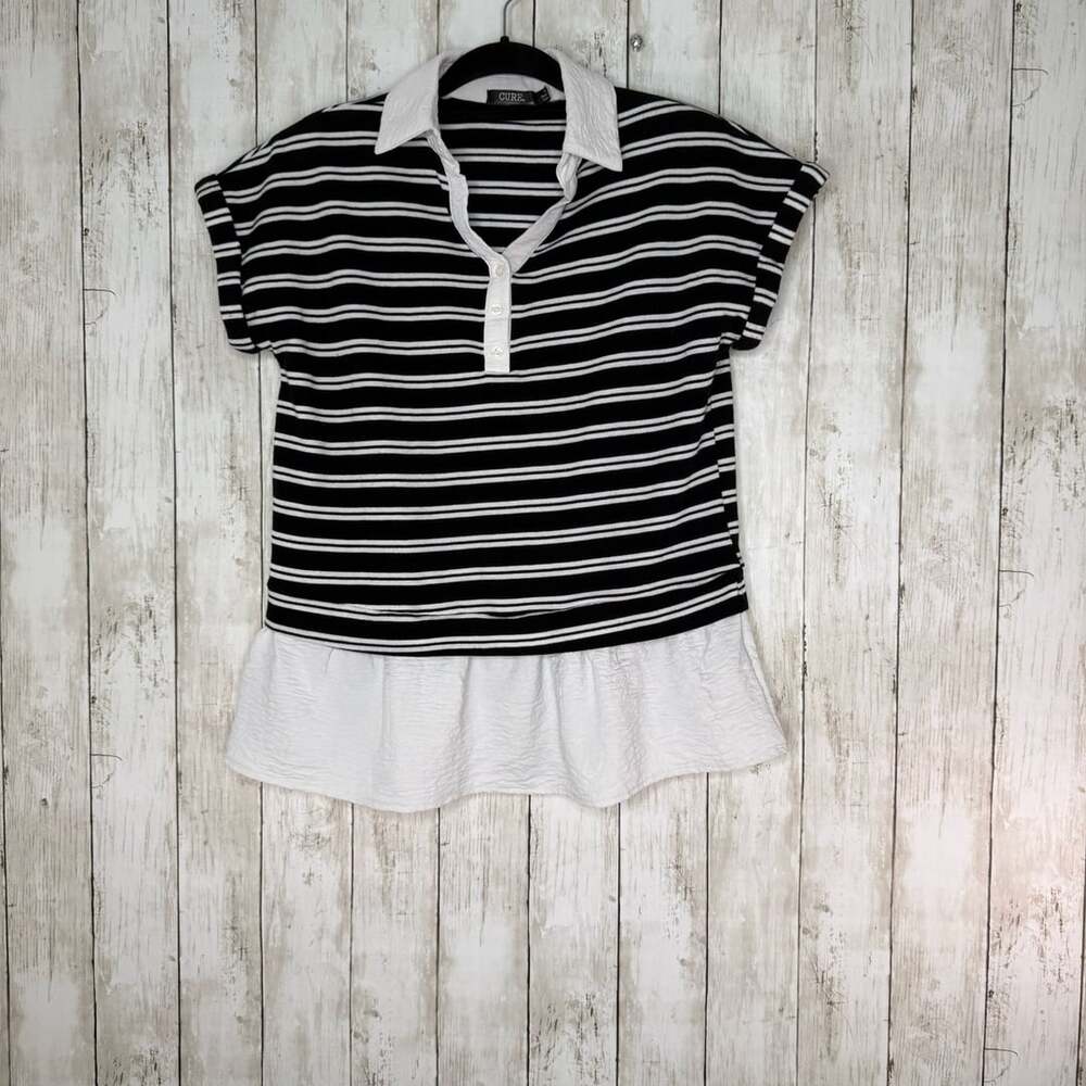 CURE Striped Top with Attached White Skirt Size M
